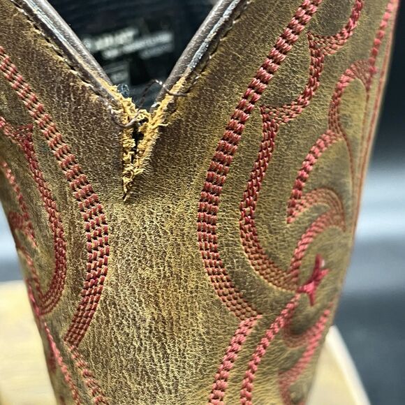 Ariat 10004853 Brown Leather Cowboy Western square toe Boots Shoes Youth Kid's 4 - Picture 5 of 7